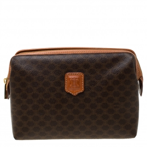Celine Brown Macadam Coated Canvas Pouch