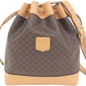 Pre Owned Celine Brown Macadam PVC Drawstring Bucket Bag