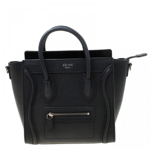 Pre Owned Celine Black Leather Nano Luggage Tote