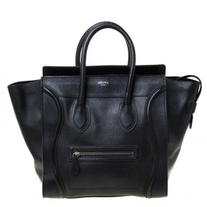 Pre Owned Celine Black Leather Mini Luggage Tote