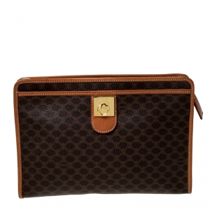 Pre Owned Celine Brown Macadam Leather Clutch