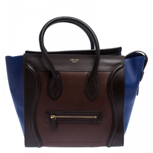 Pre Owned Celine Tri Color Leather Mini Luggage Tote