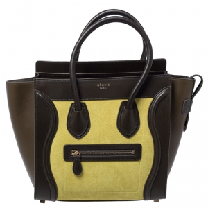 Pre Owned Celine Tri Color Leather Micro Luggage Tote