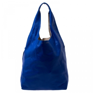 Pre Owned Celine Royal Blue Leather Cabas Hobo