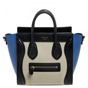 Pre Owned Celine Tricolor Leather Nano Luggage Tote