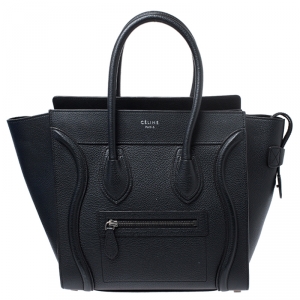 Pre Owned Celine Black Leather Micro Luggage Tote