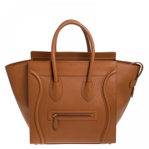 Pre Owned Celine Caramel Brown Leather Mini Luggage Tote
