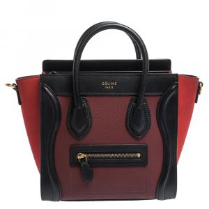 Pre Owned Celine Tricolor Leather Nano Luggage Tote