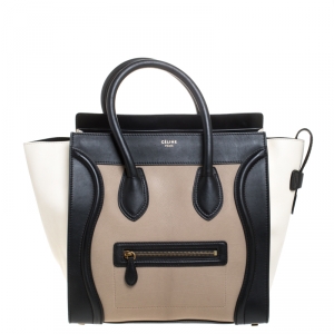 Pre Owned Celine Tricolor Leather Mini Luggage Tote