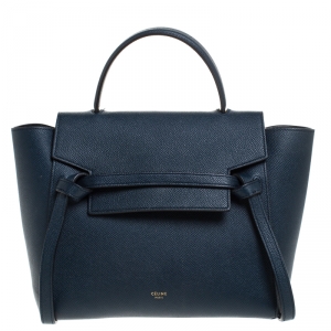 Pre Owned Celine Navy Blue Leather Belt Bag 