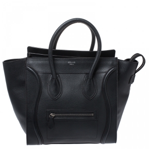 Pre Owned Celine Black Leather Mini Luggage Tote