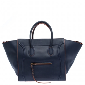 Pre Owned Celine Navy Blue Leather Large Phantom Luggage Tote
