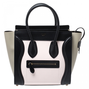 Pre Owned Celine Tri Color Leather Micro Luggage Tote
