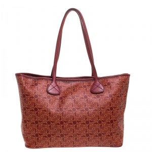 Pre Owned Celine Red Graphics Print Coated Canvas Medium Shopper Tote
