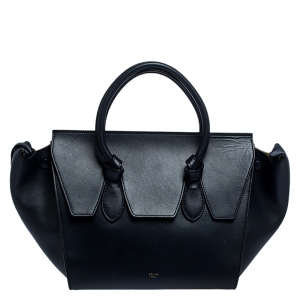 Pre Owned Celine Navy Blue Leather Mini Tie Tote