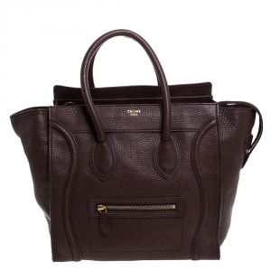 Pre Owned Celine Dark Brown Leather Mini Luggage Tote