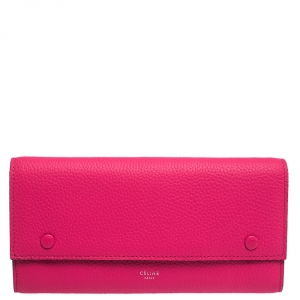 Pre Owned Celine Pink Leather Multifunction Flap Continental Wallet