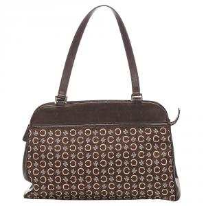 Pre Owned Celine Brown Macadam Canvas Shoulder Bag