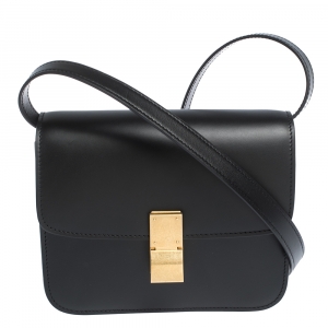 Celine Black Leather Small Classic Box Flap Bag