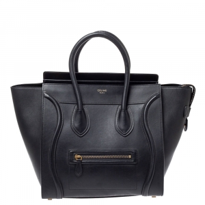 Pre Owned Celine Black Leather Mini Luggage Tote