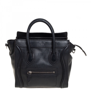 Pre Owned Celine Black Leather Nano Luggage Tote