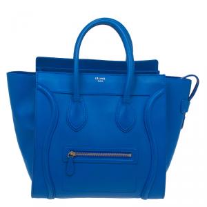 Pre Owned Celine Blue Leather Mini Luggage Tote