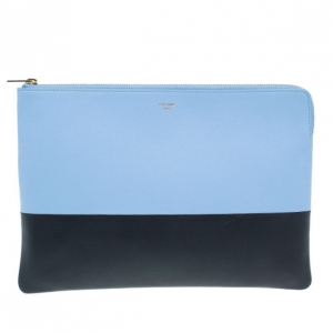 Pre Owned Celine Blue Leather Solo Clutch