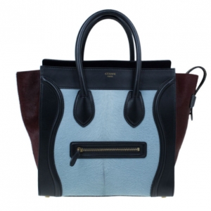 Pre Owned Celine Tricolor Pony Hair Mini Luggage Tote