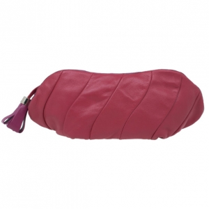 Pre Owned Celine Two Tone Red Pleated Clutch