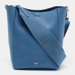 Pre Owned Celine Blue Leather Small Sangle Bucket Bag