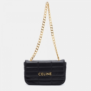 Celine Black Quilted Matelasse Leather Chain Shoulder Bag