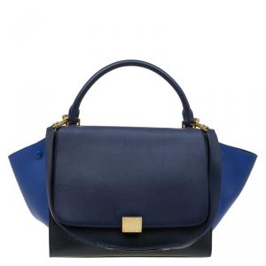 Pre Owned Celine Tri Color Leather Medium Trapeze Bag