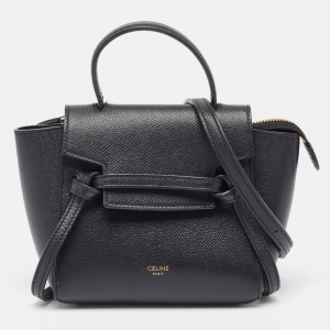 Celine Black Leather Pico Belt Top Handle Bag