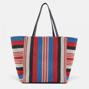 Pre Owned Celine Multicolor Striped Woven Canvas Phantom Cabas Tote