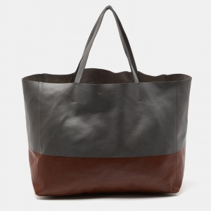 Pre Owned Celine Grey/Brown Leather Horizontal Cabas Tote