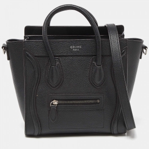 Céline Black Leather Nano Luggage Tote