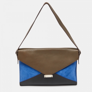 Pre Owned Celine Tricolor Leather and Suede Medium Diamond Shoulder Bag