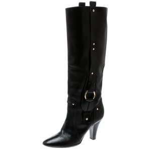 Celine Brown Leather Knee Length Boots Size 37