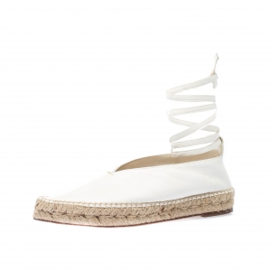 Celine White Leather Babouche  Pointed Toe Espadrilles Size 37