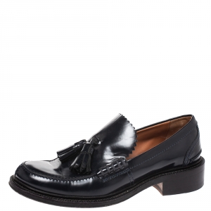 Pre Owned Celine Midnight Blue Patent Leather Tassel Loafers 36.5