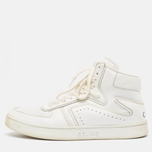 Pre Owned Celine White Leather CT-01 Z High Top Sneakers Size 39