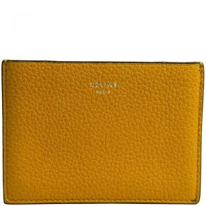 Pre Owned Celine Yellow Leather Gusset Card Holder