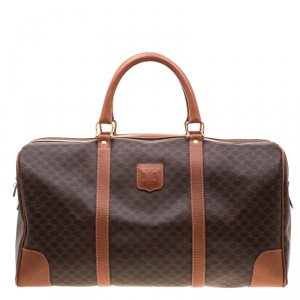 Céline Brown Macadam Coated Canvas and Leather Duffle Bag
