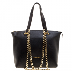 Cerruti 1881 Black Leather Cerrutis Chain Tote