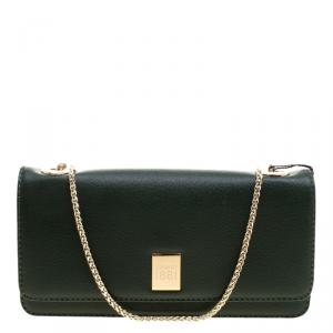 Cerruti 1881 Green Leather Cerrutis Chain Clutch