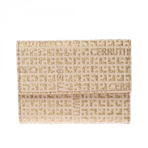 Cerruti Gold/Beige Signature Textured Fabric Fold Over Wallet