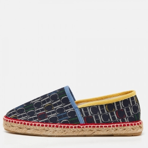 Pre Owned CH Carolina Herrera Multicolor Monogram Canvas Espadrille Flats Size 40