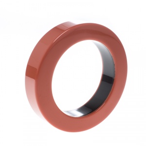 Pre Owned CH Carolina Herrera Orange Resin Gold Tone Wide Bangle Bracelet 21cm