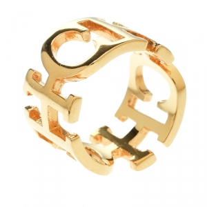 Pre Owned CH Carolina Herrera Gold Tone Band Ring Size 53