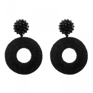 Pre Owned CH Carolina Herrera Black Crystal Studded Monaco Drop Earrings 